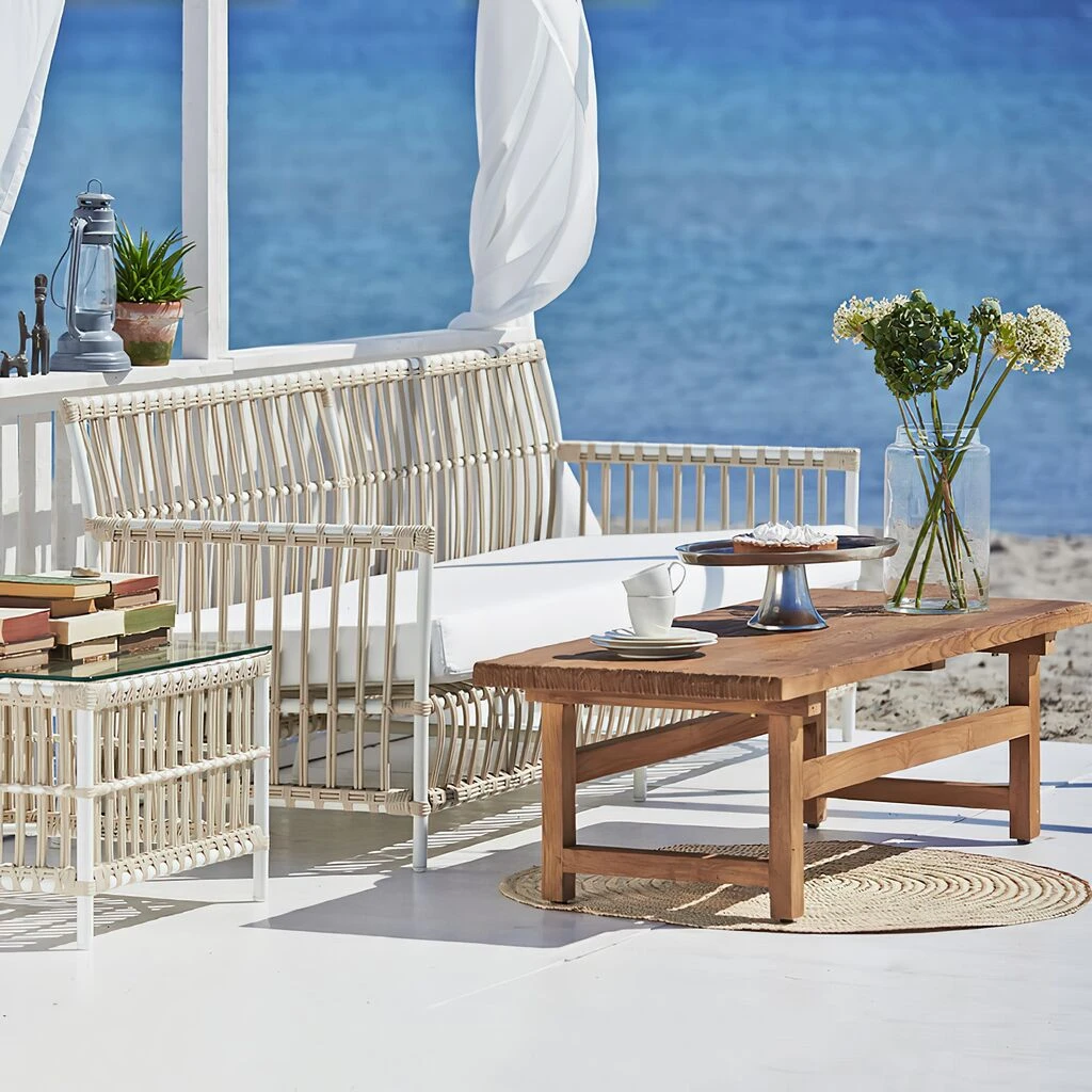 3-Sitzer Outdoor Sofa In Weiß Aus Alu-Rattan Für Die Loungeecke - Bank Caya 5 3-Sitzer Outdoor Sofa In Weiß Aus Alu-Rattan Für Die Loungeecke - Bank Caya – Bild 3