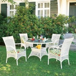 4-Sitzer Sitzgruppe Aus Bestolan-Korbgeflecht - Möbelset Fiscina