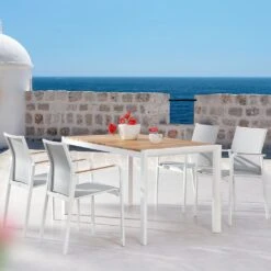 4-Sitzer Tischgruppe Mit Ergotex Und Teak-Holz - Spirabilis Möbel-Set