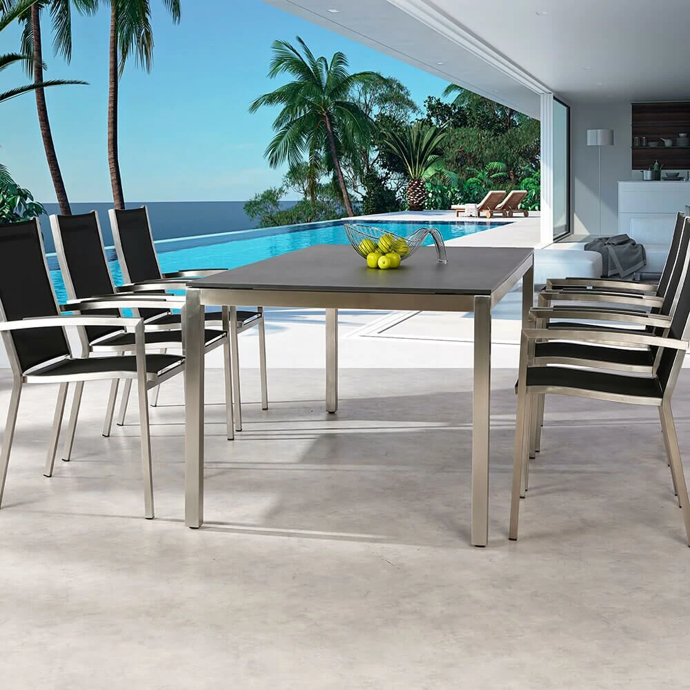 6er Gartengarnitur Aus Edelstahl Und Ergotex - Lucidum Möbel-Set 3 6er Gartengarnitur Aus Edelstahl Und Ergotex - Lucidum Möbel-Set