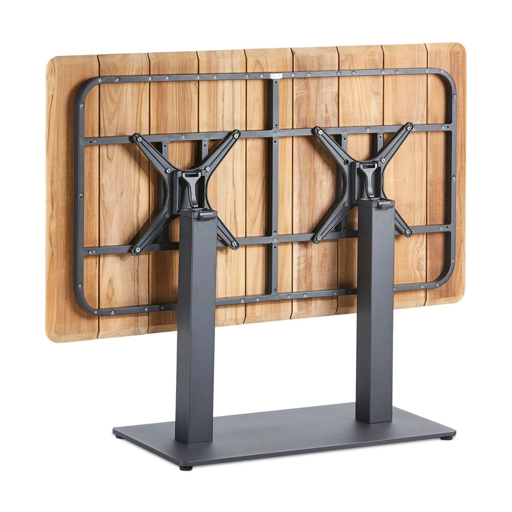 Anthrazit Alu Klapptisch 140cm Mit Teakholzplatte - Ominamo 4 Anthrazit Alu Klapptisch 140cm Mit Teakholzplatte - Ominamo – Bild 2