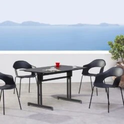 Anthrazit Sitzgruppe Für 4 Personen Mit Klapptisch - Ramoran