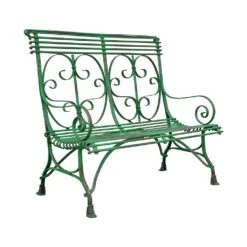 Antike 2-Sitzer Garten Eisenbank Rostfrei Mit Armlehnen - Lothaire