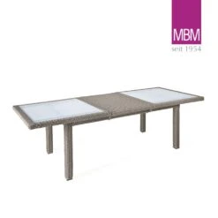 Ausziehbarer Gartentisch Von MBM - Alu, Polyrattan & Glas - Ausziehtisch Bellini