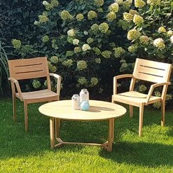 Besonderer Ovaler Gartentisch Aus Teakholz Für Den Garten - Molly Kaffeetisch