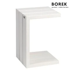 Design Garten Beistelltisch - Aluminium - Weiß - Borek - 60x40x38cm - Samos Beistelltisch