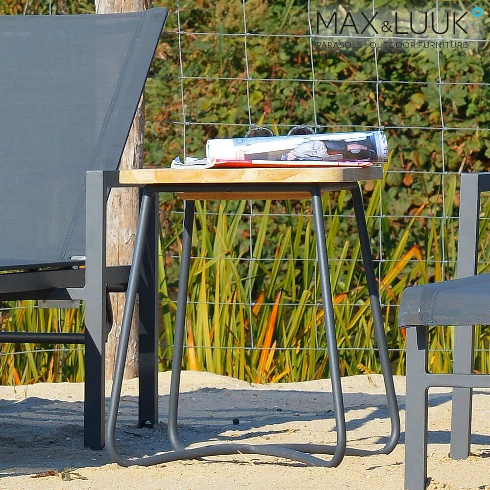 Eckiger Beistelltisch Aus Aluminium & Teakholz - 40x40cm - Max&Luuk - Liz Beistelltisch 6 Eckiger Beistelltisch Aus Aluminium & Teakholz - 40x40cm - Max&Luuk - Liz Beistelltisch – Bild 4