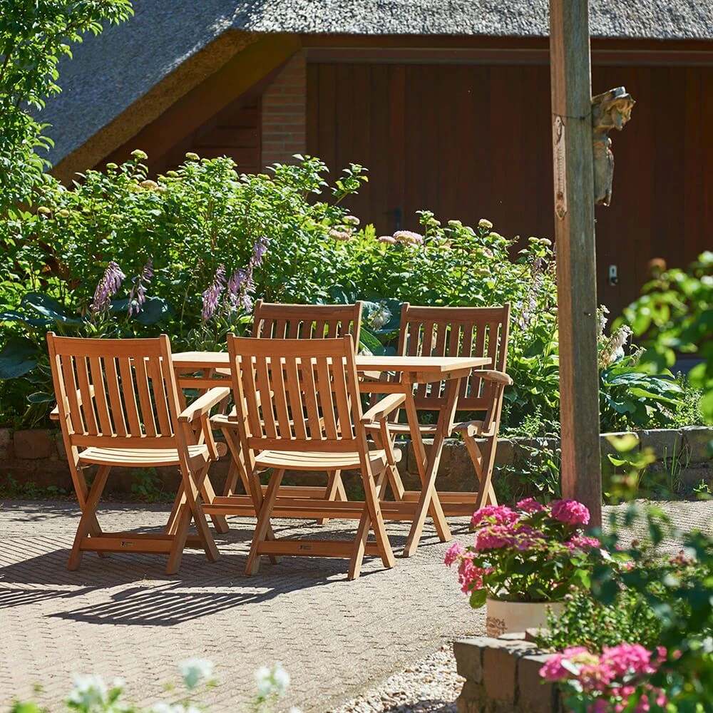 Eckiger Teakholz Gartentisch Zum Klappen - Blake Klapptisch 7 Eckiger Teakholz Gartentisch Zum Klappen - Blake Klapptisch – Bild 5