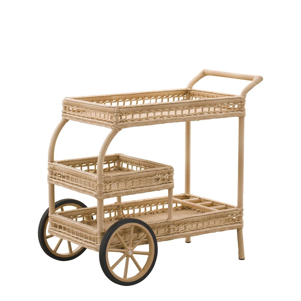 Elegant Geflochtener Servierwagen Mit Rädern Für Den Garten - Servierwagen Silje 2 Elegant Geflochtener Servierwagen Mit Rädern Für Den Garten - Servierwagen Silje
