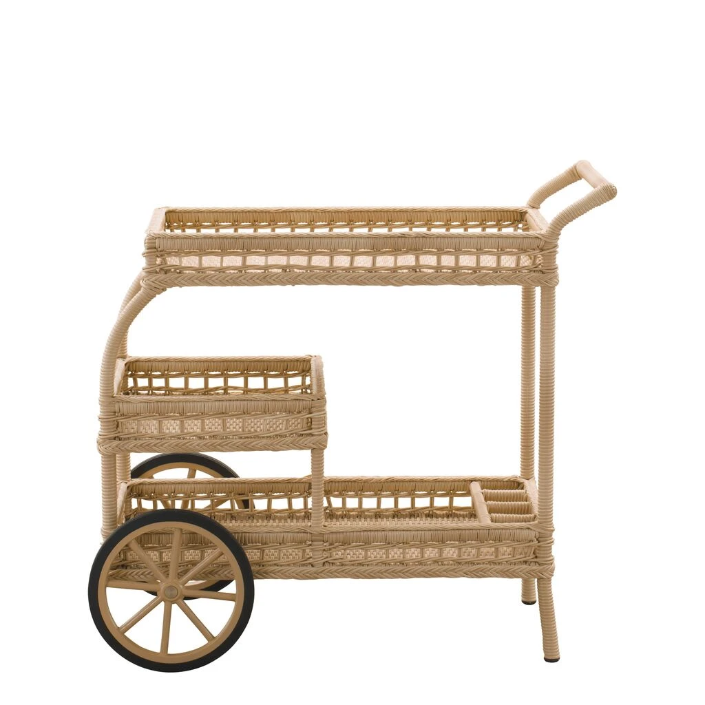 Elegant Geflochtener Servierwagen Mit Rädern Für Den Garten - Servierwagen Silje 3 Elegant Geflochtener Servierwagen Mit Rädern Für Den Garten - Servierwagen Silje – Bild 2