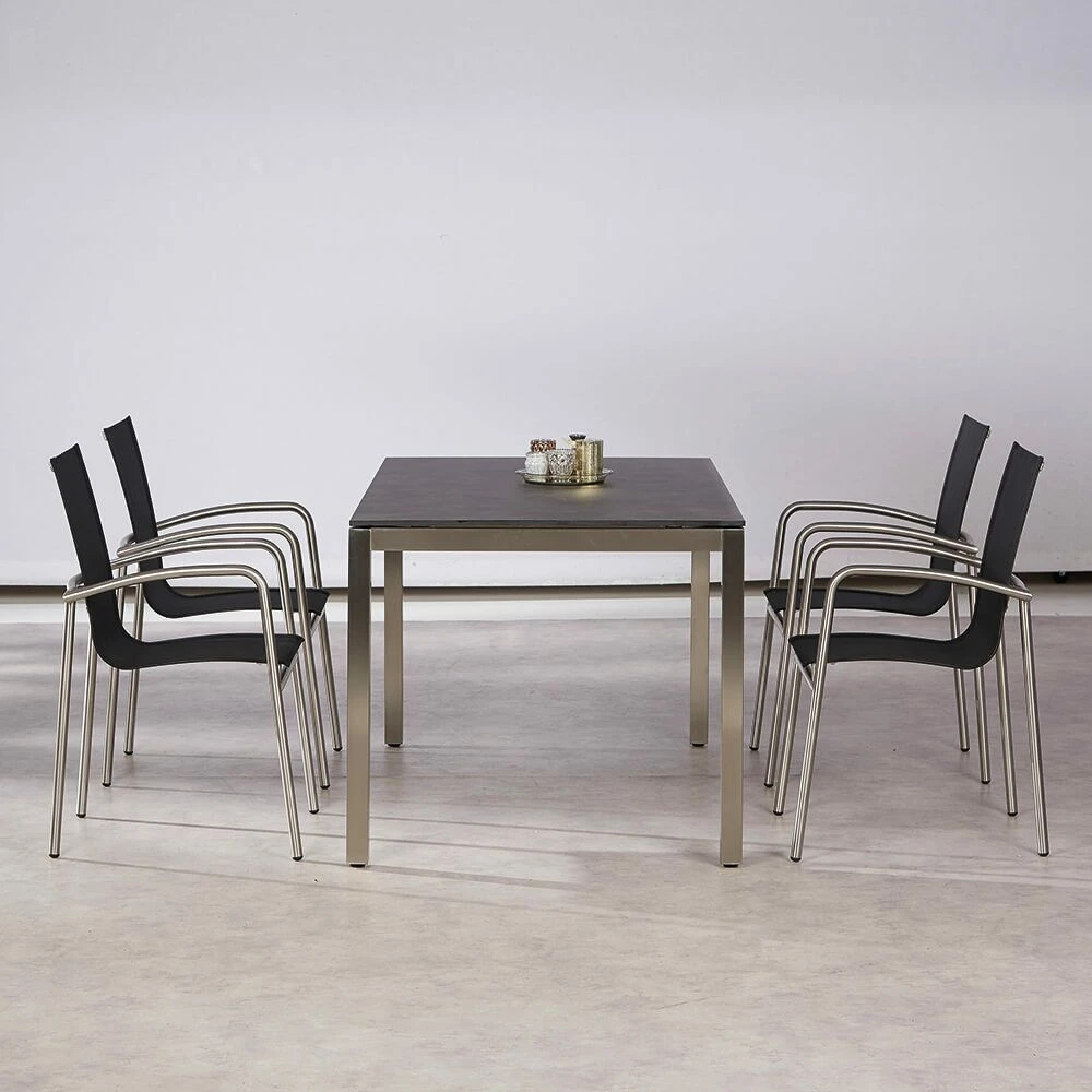 Elegante Edelstahl-Sitzgruppe Für 4 Personen - Sitzecke Lucidum 3 Elegante Edelstahl-Sitzgruppe Für 4 Personen - Sitzecke Lucidum