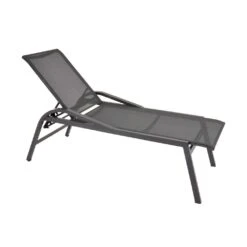 Extra Hohe Alu Sonnenliege Mit Textylenbespannung - Schwarzgrau - Liege Tigra