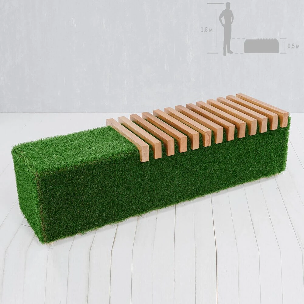 Formschnitt Gartenbank - Holz, GFK & Kunstrasen - Grün - Fenix 3 Formschnitt Gartenbank - Holz, GFK & Kunstrasen - Grün - Fenix