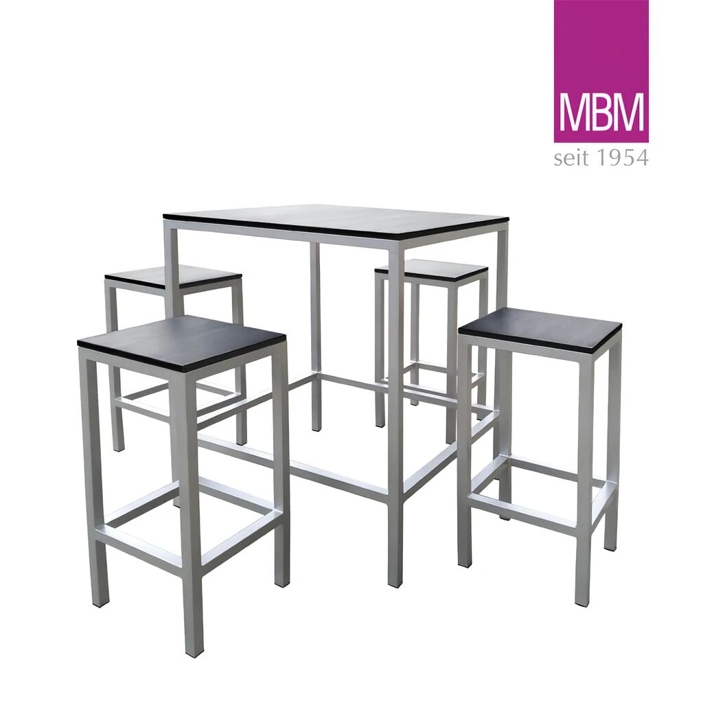 Garten Bar Set Aus Aluminium & Resysta - MBM - Tisch & 4 Barhocker - Dice Bar Set 3 Garten Bar Set Aus Aluminium & Resysta - MBM - Tisch & 4 Barhocker - Dice Bar Set