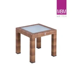 Garten Beistelltisch Von MBM - Alu, Geflecht & Glas - 50x50cm - Beistelltisch Bellini