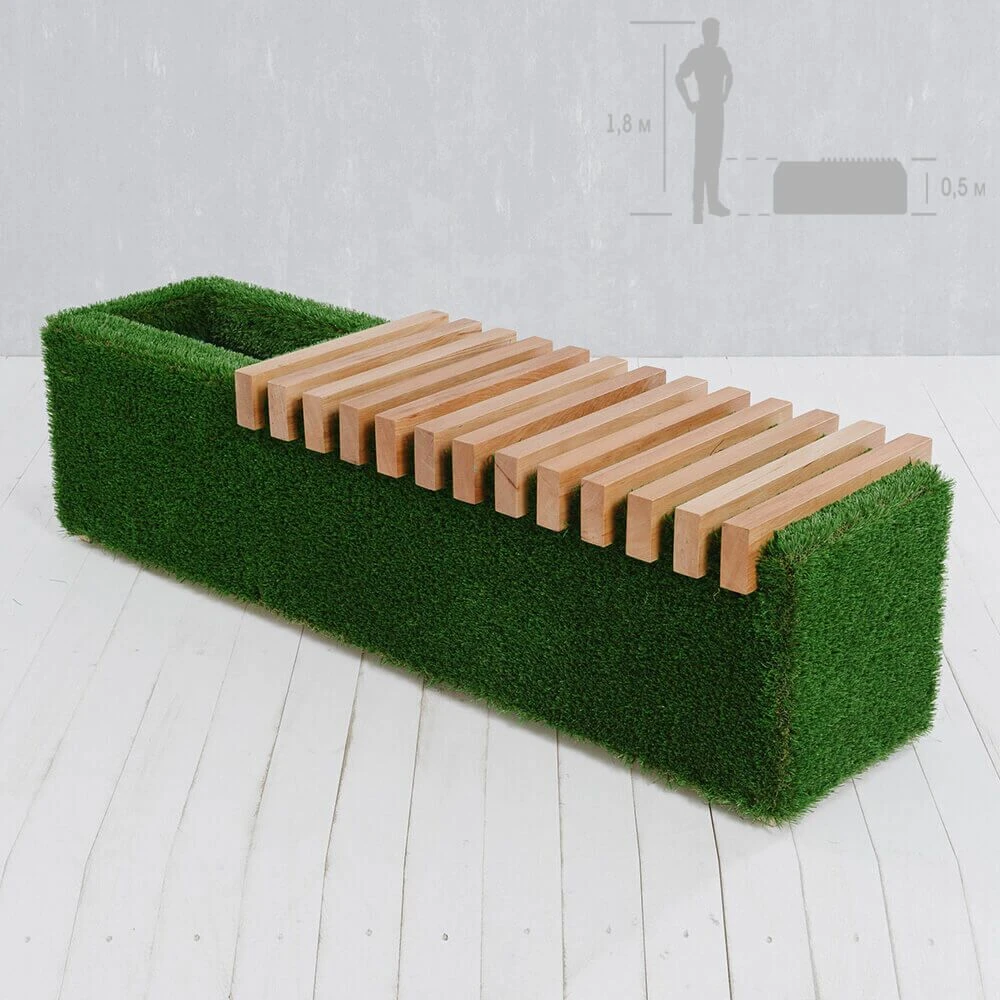 Gartenbank Mit Kasten - Holz, GFK & Kunstrasen - Grün - Feodor 3 Gartenbank Mit Kasten - Holz, GFK & Kunstrasen - Grün - Feodor