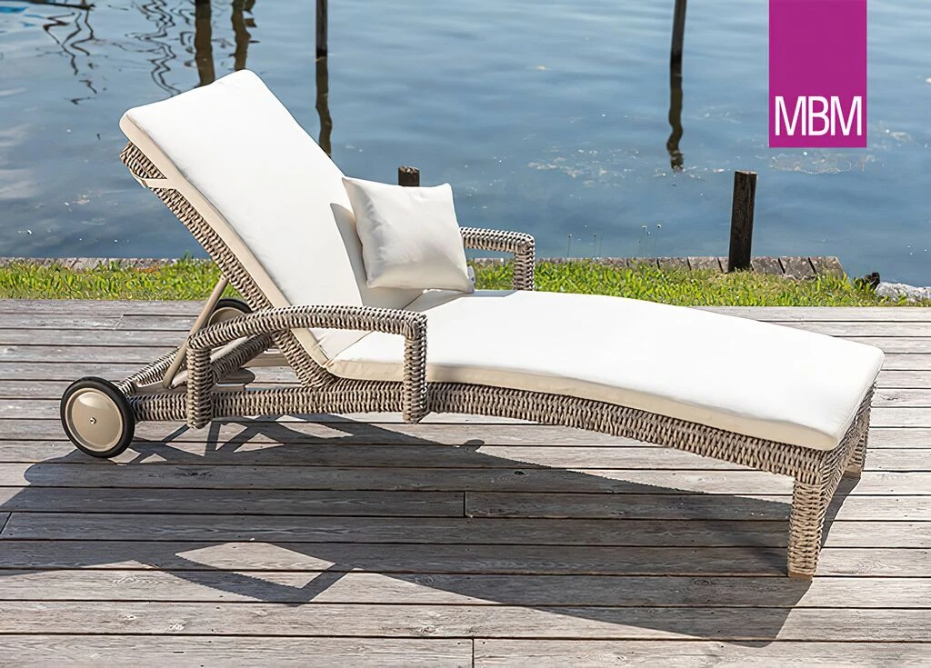 Gartenliege Aus Geflochtenem Mirotex In Oyster Von MBM - Gartenliege Bellini 4 Gartenliege Aus Geflochtenem Mirotex In Oyster Von MBM - Gartenliege Bellini – Bild 2