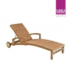 Gartenliege Klappbar Mit Rollen - MBM - Geflecht & Aluminium - Braun - Gartenliege Bellini