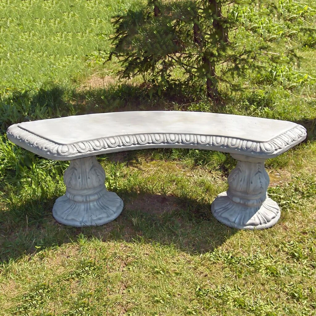 Gebogene Gartenbank Aus Steinguss Im Antik Stil - Sabathea 3 Gebogene Gartenbank Aus Steinguss Im Antik Stil - Sabathea