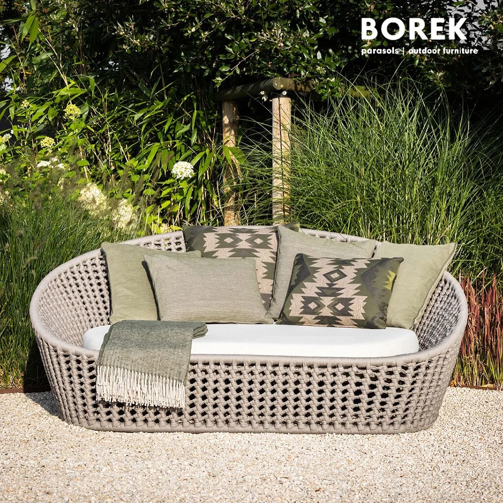 Geflochtenes Outdoor Sonnenbett In Grau Mit Aluminiumgestell - Vigo Tagesbett 4 Geflochtenes Outdoor Sonnenbett In Grau Mit Aluminiumgestell - Vigo Tagesbett – Bild 2