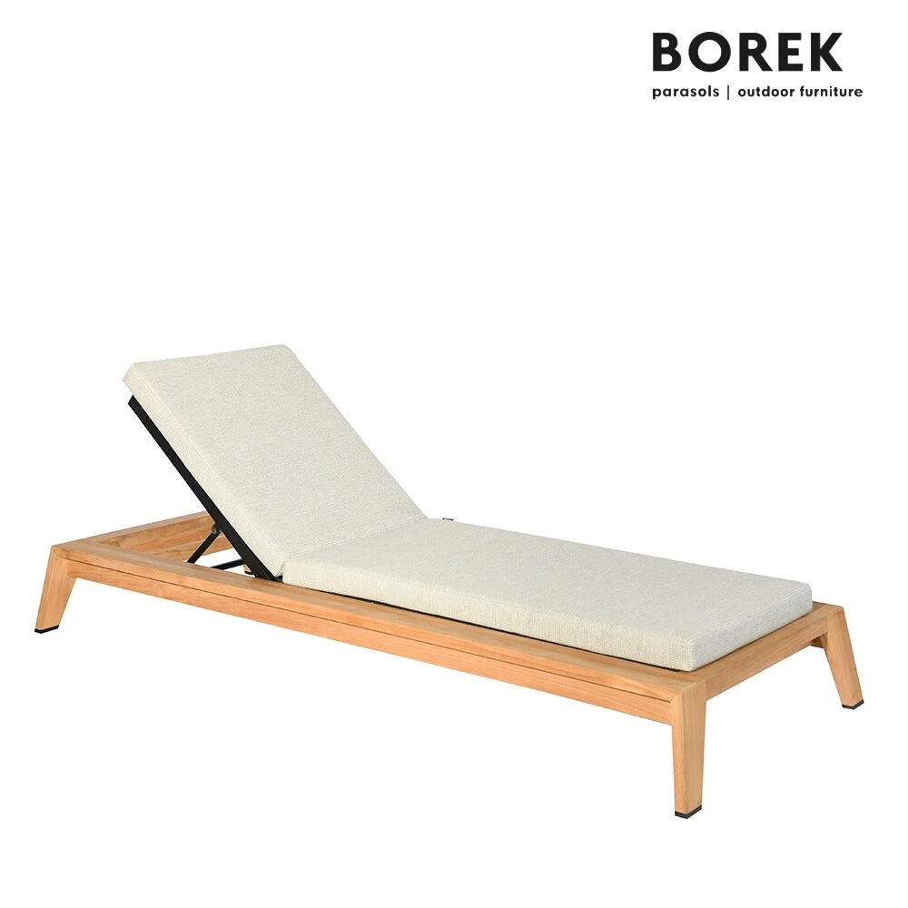Gepolsterte Gartenliege Aus Teak Mit Rädern Und Verstellbarer Rückenlehne - Borek - Hybrid Lounger 3 Gepolsterte Gartenliege Aus Teak Mit Rädern Und Verstellbarer Rückenlehne - Borek - Hybrid Lounger