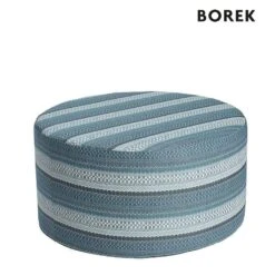 Gestreifter Borek Gartenhocker In Blau Aus Outdoorgewebe - Desio Hocker
