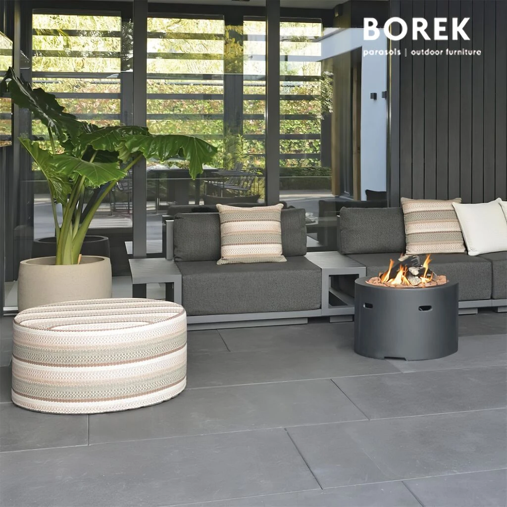 Gestreifter Borek Hocker Für Den Garten Aus Outdoorgewebe - Desio Hocker 4 Gestreifter Borek Hocker Für Den Garten Aus Outdoorgewebe - Desio Hocker – Bild 2