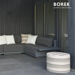 Gestreifter Hocker Für Den Garten Aus Outdoor Stoff Prato Von Borek - Desio Hocker -Gartentis Verkaufe gestreifter hocker fuer den garten aus outdoor stoff prato von borek desio hocker2