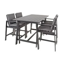 Graue 4-Sitzer Sitzgruppe Aus Aluminium - Bistroset Maggie