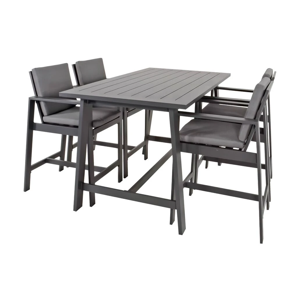 Graue 4-Sitzer Sitzgruppe Aus Aluminium - Bistroset Maggie 3 Graue 4-Sitzer Sitzgruppe Aus Aluminium - Bistroset Maggie