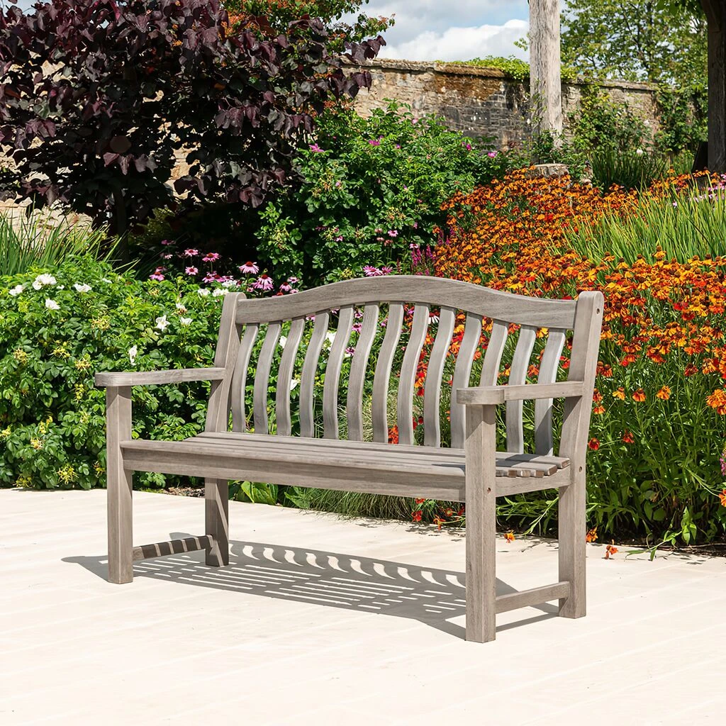 Graue Sitzbank Für Den Garten Aus Akazienholz - Gartenbank Boyle 3 Graue Sitzbank Für Den Garten Aus Akazienholz - Gartenbank Boyle