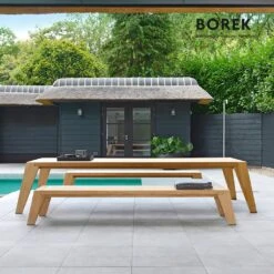 Große Sitzgruppe Mit Bank Und Tisch Aus Teakholz - Hybrid Sitzgruppe