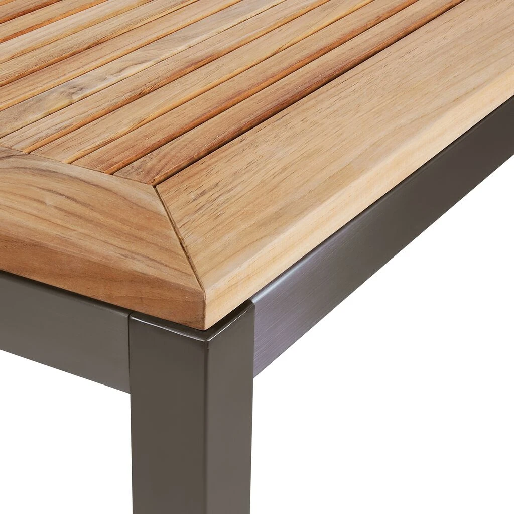 Großer Edelstahl Ausziehtisch Mit Teakholzplatte - 152/210cm - Miralo 5 Großer Edelstahl Ausziehtisch Mit Teakholzplatte - 152/210cm - Miralo – Bild 3