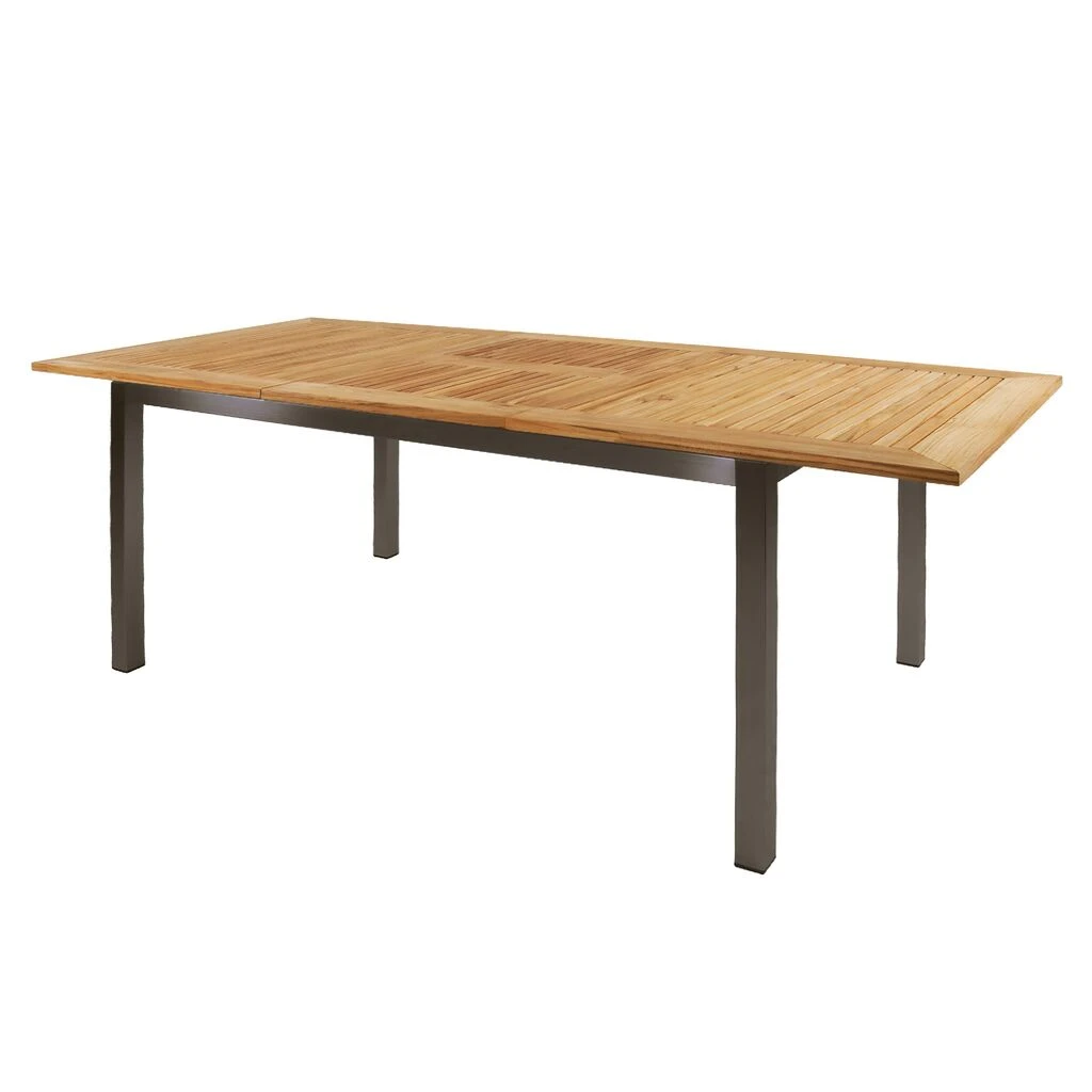 Großer Edelstahl Ausziehtisch Mit Teakholzplatte - 152/210cm - Miralo 6 Großer Edelstahl Ausziehtisch Mit Teakholzplatte - 152/210cm - Miralo – Bild 4