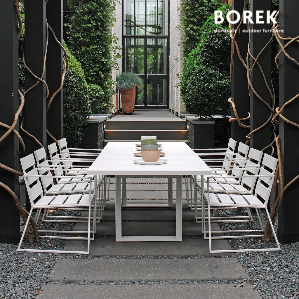 Großer Gartentisch Aus Aluminium - Borek - 75x305x100cm - Modern - Weiß - Samos Tisch 4 Großer Gartentisch Aus Aluminium - Borek - 75x305x100cm - Modern - Weiß - Samos Tisch – Bild 2
