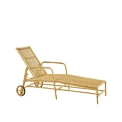 Hellbraune Sonnenliege Aus Alu-Rattan Mit Rollen - Sonnenliege Gerda
