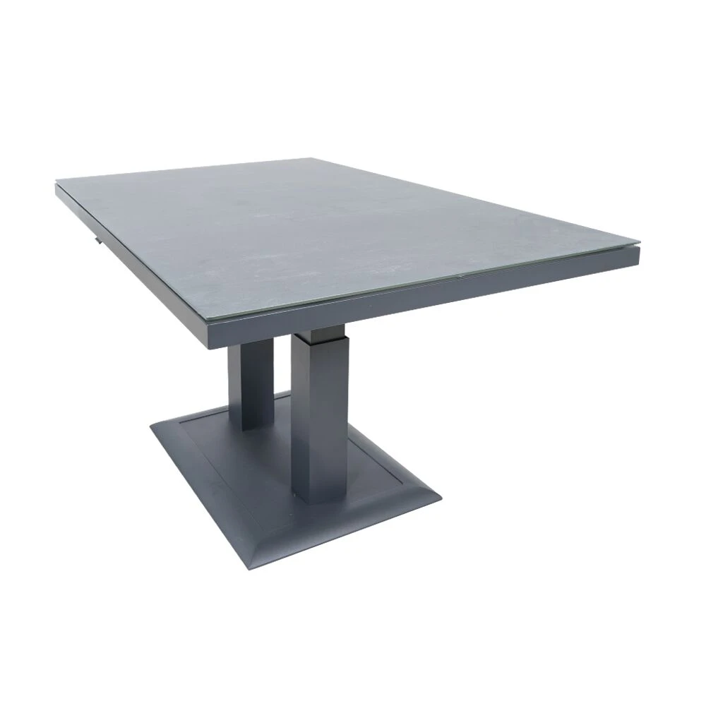 Höhenverstellbarer 140cm Ess- Und Loungetisch Aus Alu Und Glaskeramik - Lomana 3 Höhenverstellbarer 140cm Ess- Und Loungetisch Aus Alu Und Glaskeramik - Lomana