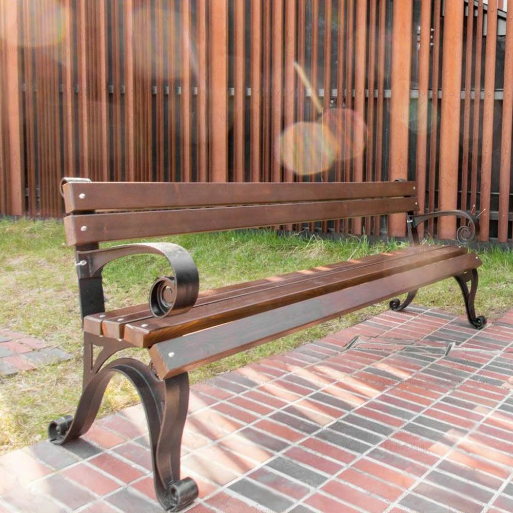 Klassische Holz Und Gusseisen Bank Mit Armlehne Für Den Garten - Elice 4 Klassische Holz Und Gusseisen Bank Mit Armlehne Für Den Garten - Elice – Bild 2