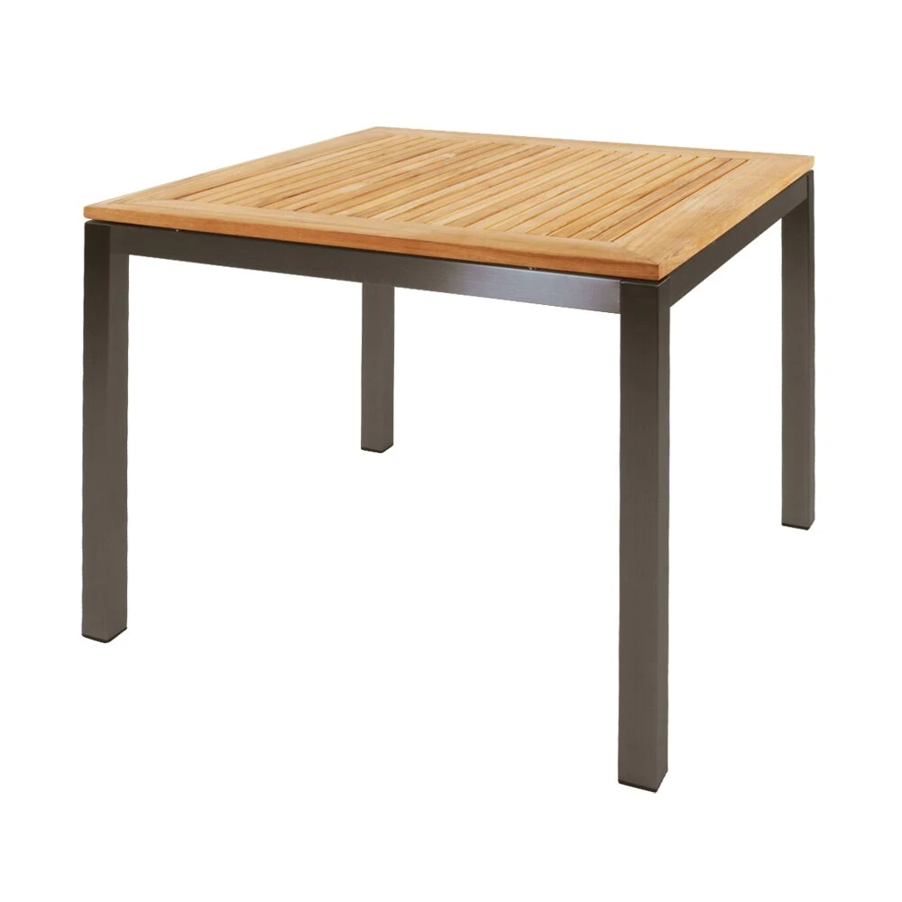 Klassischer Edelstahl Esstisch Für Den Garten Mit Teakholzplatte - Maromi 3 Klassischer Edelstahl Esstisch Für Den Garten Mit Teakholzplatte - Maromi