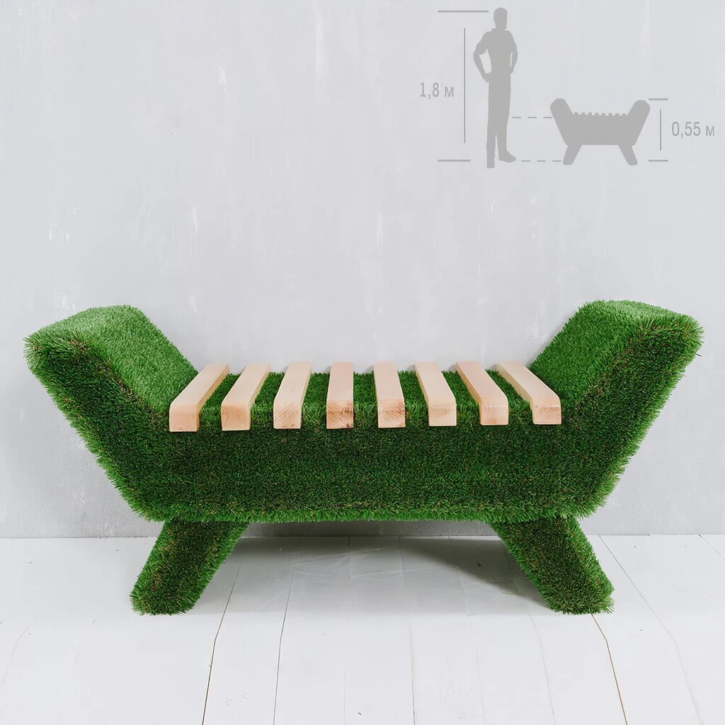 Kleine Gartenbank - Holz, GFK & Kunstrasen - Topiary - Fenke 3 Kleine Gartenbank - Holz, GFK & Kunstrasen - Topiary - Fenke