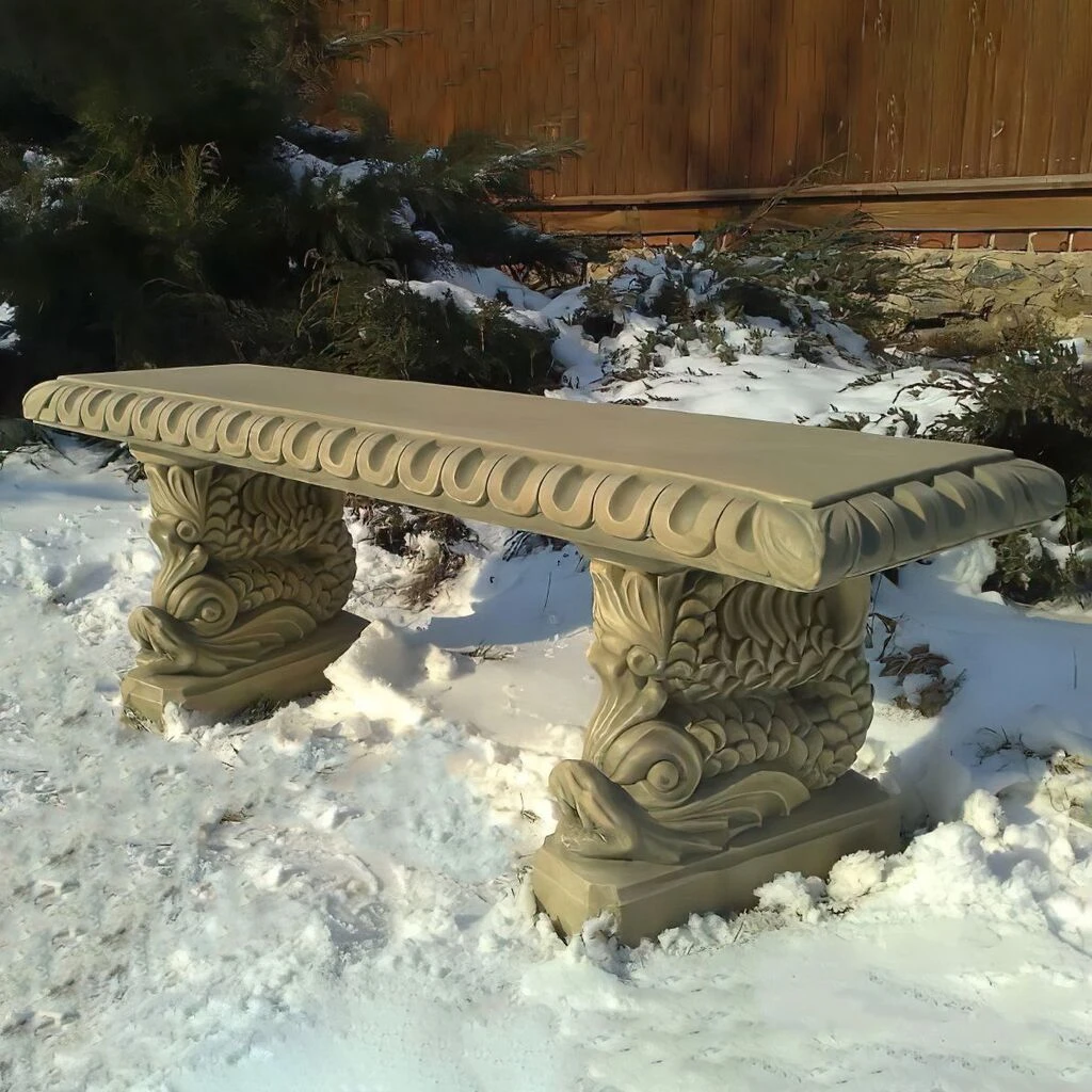 Kunstvolle Gartenbank Aus Steinguss Mit Detailreicher Fisch Verzierung - Sinon 3 Kunstvolle Gartenbank Aus Steinguss Mit Detailreicher Fisch Verzierung - Sinon