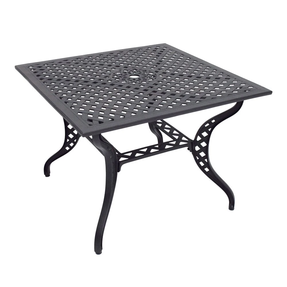 Landhaus-Stil Esstisch 100x100cm In Schwarz Aus Aluminium - Kings Square 3 Landhaus-Stil Esstisch 100x100cm In Schwarz Aus Aluminium - Kings Square