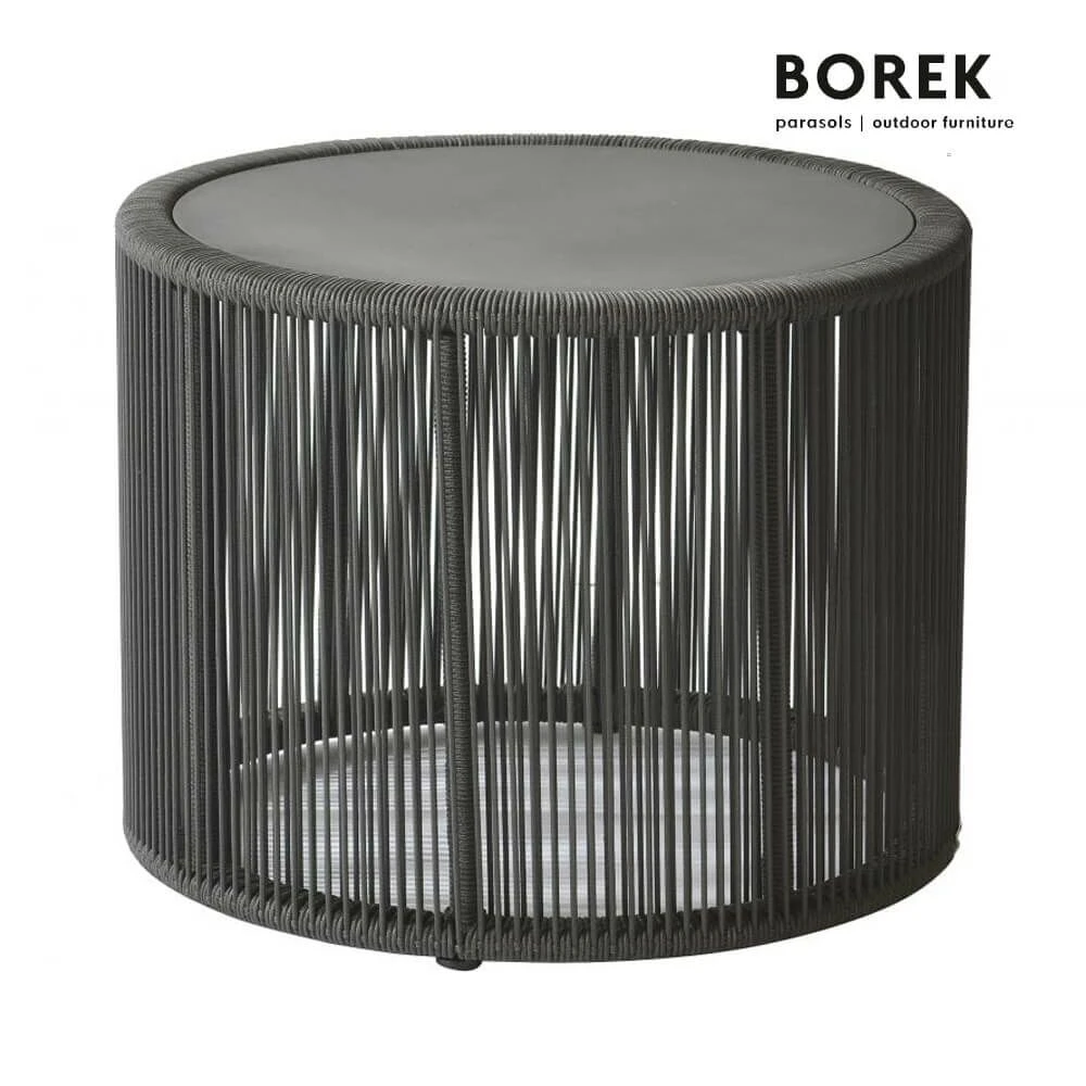 Loungetisch Rund 59cm Dunkelgrau Mit Ardenza-Seil - Tisch Lagos 3 Loungetisch Rund 59cm Dunkelgrau Mit Ardenza-Seil - Tisch Lagos