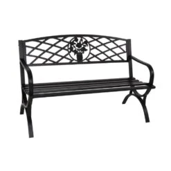 Metall Gartenbank Schwarz Mit Floralem Ornament - Gartenbank Amareill