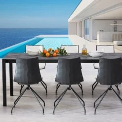 Moderne 6-Sitzer Essecke Mit Ausziehtisch Und Drehstühlen - Anthrazit/weiß - Efinie