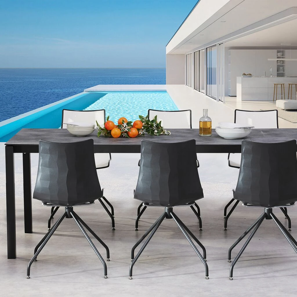 Moderne 6-Sitzer Essecke Mit Ausziehtisch Und Drehstühlen - Anthrazit/weiß - Efinie 3 Moderne 6-Sitzer Essecke Mit Ausziehtisch Und Drehstühlen - Anthrazit/weiß - Efinie