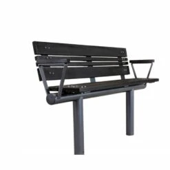 Moderne Bank Mit Armlehne Aus Metall Und Holz Für Den Außenbereich - Fenno