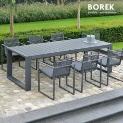 Moderne Garten Sitzgruppe - Aluminium Grau - Gartenstühle & Tisch - Borek - Andria Sitzgruppe