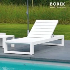 Moderne Gartenliege Aus Aluminium - Borek - Inkl. Kissen Weiß - Vitoria Liege