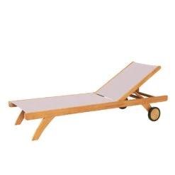 Moderne Gartenliege Aus Teakholz & Textilene - Harriett Gartenliege